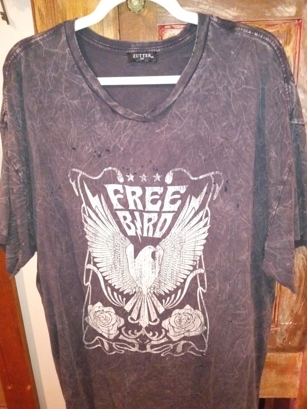 Zutter Free Bird Graphic Tee in Distressed Charcoal